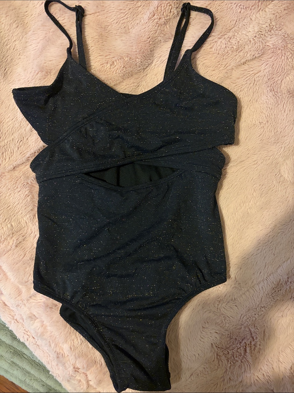 Girls' Black Sparkle Cutout One-Piece Bodysuit